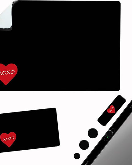 Mouse Pad Adhesive Bottom - Sticks to Any Surface - Portable - Webcam Covers and Screen Cleaner Included (Heart XOXO)