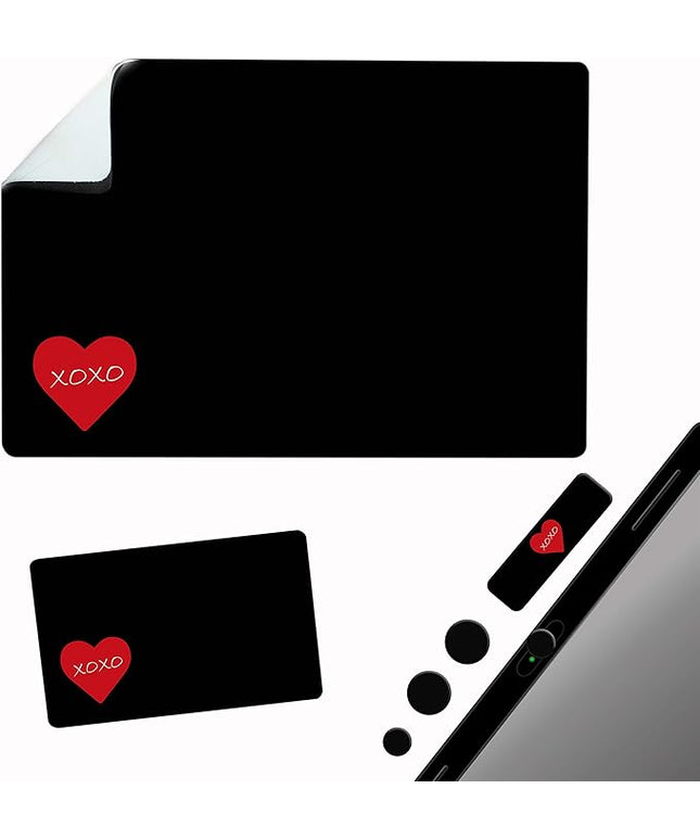 Mouse Pad Adhesive Bottom - Sticks to Any Surface - Portable - Webcam Covers and Screen Cleaner Included (Heart XOXO)