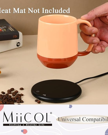 Miicol Ceramic Coffee Mug, 16 oz Large Coffee Cup, Tea Mug with Handle, Flat Bottom Mug for Men, Women, Office, Microwave and Dishwasher Safe, Multi-Color, Caramel Peach