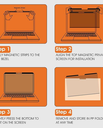 BSPROTE Magnetic Laptop Privacy Screen 14 Inch 16:10 Display- Removable Anti-Glare Blue Light Filter, Computer Privacy Screen Shield, Not for 14'' Laptops with 16:9 Resolution