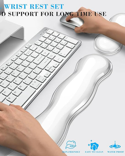 Gel Wrist Rest for Keyboard and Mouse, Wrist Rest for Keyboard, Mouse Wrist Support, Pain Relief, Cool Touch, Non-Skid, Keyboard and Mouse Wrist pad Set