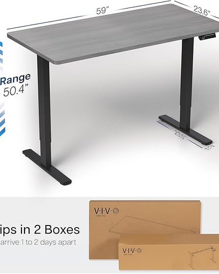 VIVO Electric 60 x 24 in Dual Motor Sit Stand Desk, Memory Height Adjustment, 2B Series, Dark Gray Top Black Frame, DESK-KIT-2B6G