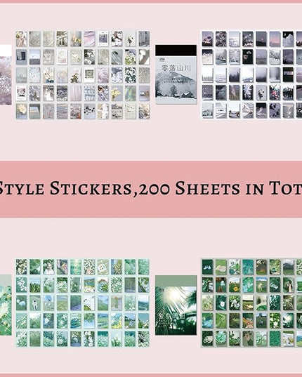 450 Pieces Washi Sticker Set, 9 Set Scrapbooking Diary Planner Album Diary Notebook, Scrapbooking Sticker Journaling Supplies for DIY Arts and Crafts Card Making Laptop Decoration