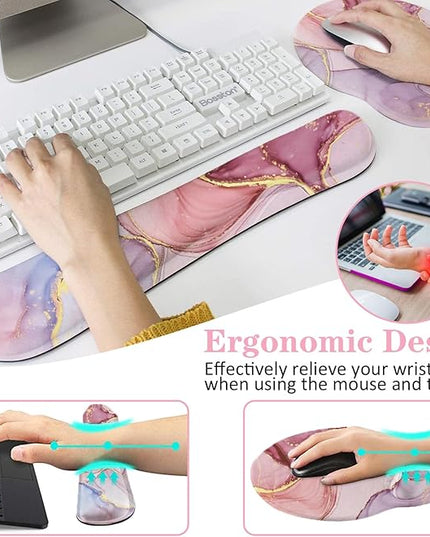 LATEEFAH Mouse Pad with Wrist Rest, 3-in-1 Gaming Mouse Pad, Keyboard Wrist Rest, Ergonomic Memory Foam Mousepad with Wrist Support for Computer Keyboard