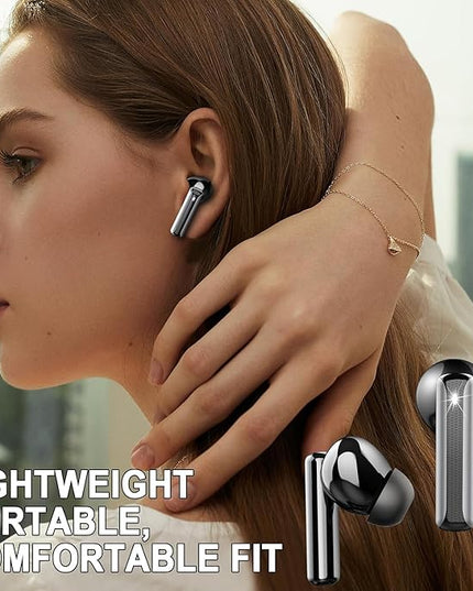 Wireless Earbuds, 2025 Bluetooth 5.4 Headphones Bass Stereo, Ear Buds with 4 Mics ENC Noise Cancelling, Bluetooth Earbuds 48H Playtime LED Display Charging Case, IP7 Waterproof in Ear Earphones Black