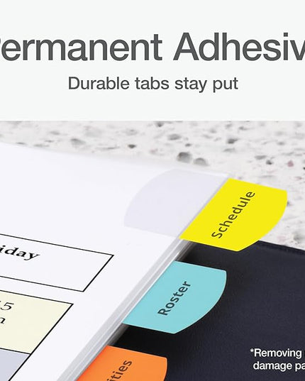 Redi-Tag Laser Printable Tabs, Permanent Index Tabs, Customizable Adhesive Labels, 5 Assorted Colors: Yellow, Red, Blue, Green, Orange, 1.125" x 1.25", 375 Per Pack (B39020)