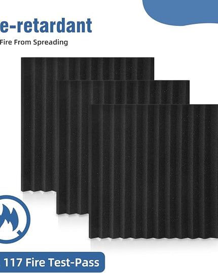 100 Pack Acoustic Panels 1 X 12 X 12 Inches - Acoustic Foam Studio Foam Wedges High Density Panels Soundproof Wedges Charcoal …