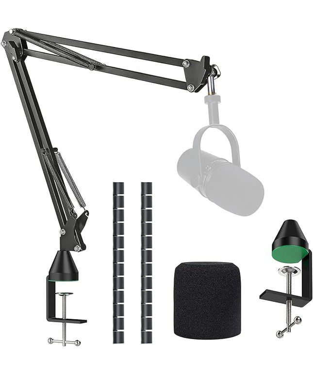 MV7 MV7X MV7+ Boom Arm - Mic Arm with Foam Cover Windscreen Compatible with Shure MV7 and Shure MV7X and Shure MV7+ Microphone with Pop Filter and 2 Cable sleeves by YOUSHARES