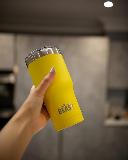 Beast 20 oz Tumbler Stainless Steel Vacuum Insulated Coffee Ice Cup Double Wall Travel Flask (Lemon)