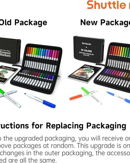 Shuttle Art Permanent Markers, 30 Assorted Colors Ultra Fine Point Permanent Marker Packed in Travel Case, Ideal Colored Markers Set for Adults Coloring Doodling on Plastic, Glass, Gift for Teens