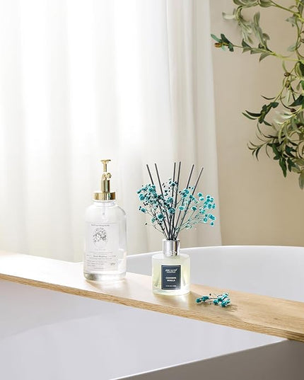 Airkeep Reed Diffuser Set,3.38 fl oz (100 ml) - Cashmere Vanilla Oil Diffusers with 8 Reed Sticks, Home Fragrance Reed Diffuser for Bathroom Shelf Decor