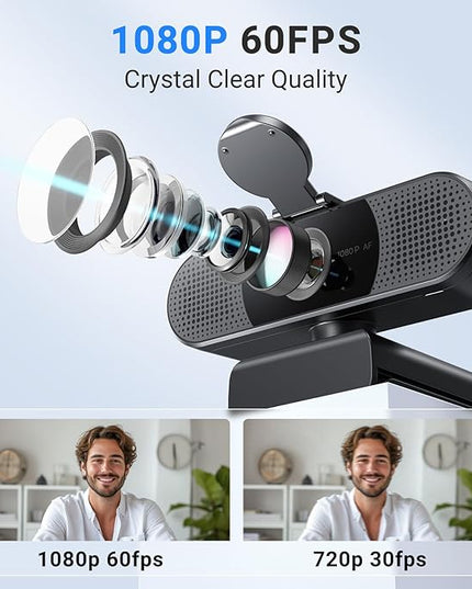 EMEET 2024 Upgraded C960 Webcam for PC, Autofocus, 1080P HD, 73° View Angle, Computer Camera w/Privacy Cover and Microphone, Plug and Play USB Webcam for Video Calling/Zoom/Teams/Google Meet