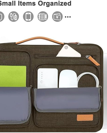 MOSISO 360 Protective Laptop Case 13.3 inch, 13-13.3 inch Laptop Sleeve Compatible with MacBook Air/Pro 13 / Pro 14,HP Dell Acer ASUS,Side Open Carrying Case with 4 Zipper Pockets&Handle, Carob Brown