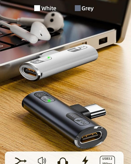 USB C Splitter with 100W Fast Charging, Dual USB C Headphone and Charger Adapter Dongle for iPhone 16/15 Series, iPad, MacBook, Galaxy S24/S23 and More (White)
