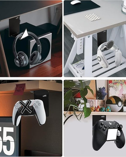HC128 Headphone Holder Hanger for Desk, Include Adhesive Strips, Universal Headset Stand for PS4/PS5/Xbox/PC/Mac/Headphones Game Controller Hanger (X Shaped)