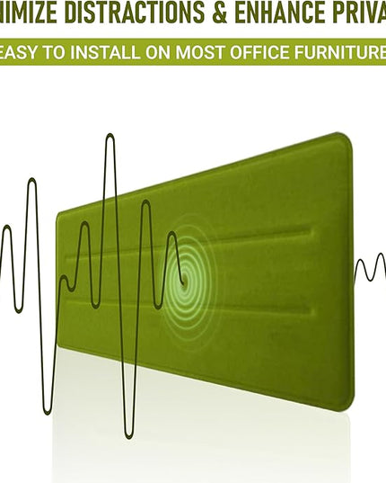 Desk Divider Panel, 34.6" x 11.8", Green – Clamp-On with 2 T-Clips, Soundproof Noise Reducing Privacy Screen for Office or Home Desk, High Quality Polyester