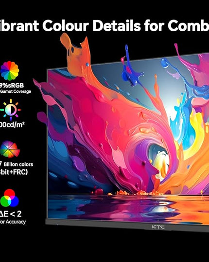 KTC 24 inch Gaming Monitor QHD 180Hz, Fast IPS 1440p Computer Monitor, Up to 185Hz, 1ms, G-Sync/FreeSync, HDR400, Height Adjustable, 2 x HDMI, 1 x DP H24T7