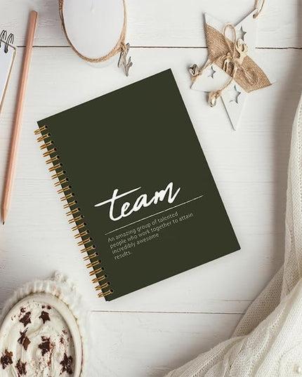 Olive Green Meeting Notebook for Work, Employee Appreciation Gifts, Team Gifts for Employees, Thank You Gifts for Women Men Leader Boss Mentor Manager Coworkers Going Away Retirement, 5.5"x8.3"