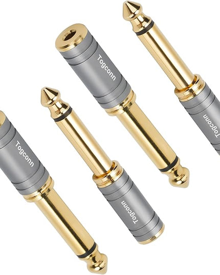 Togconn 1/4 Inch to 1/8 Inch Adapter 4 Pack, 6.35mm Quarter Inch TS Mono Male to 3.5mm Female Jack Plug Gold-Plated Pure Copper Audio Converter Connector Premium Quality Series