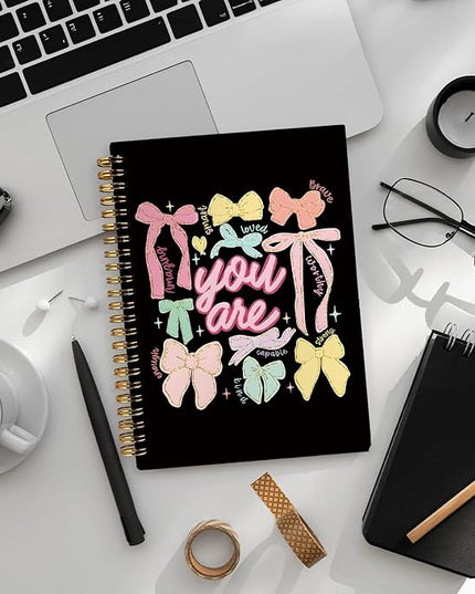 You Are Bow Spiral Notebook Journal -Inspirational Pastel Aesthetic Journal with Positive Words, Gift for Women and Girls, Hardcover Spiral Notebook 80 Sheets -160 Pages 5.5x8.3 Inch