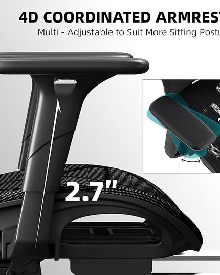 Office Chair with 3D Adjustable Lumbar Support,Ergonomic Computer Chair,Adjustable Headrest and Armrests, 400lbs Capacity,Tilt-Swivel,Premium Mesh Desk Chair for Office,Home & Gaming (Black)