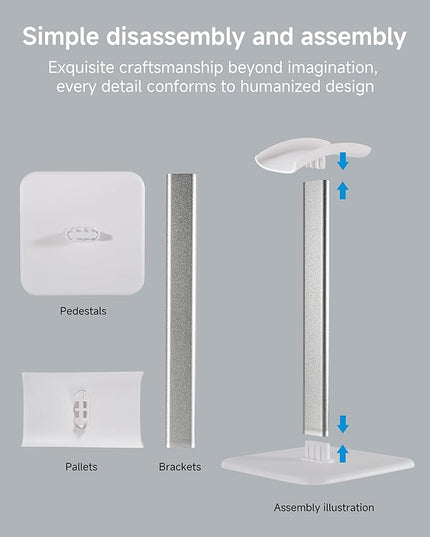 Sleek Modern Headphone Stand for Desk - Easy Assembly & Disassembly - Exquisite Craftsmanship Headset Holder for All Type PC Wireless Gaming Headset (White)