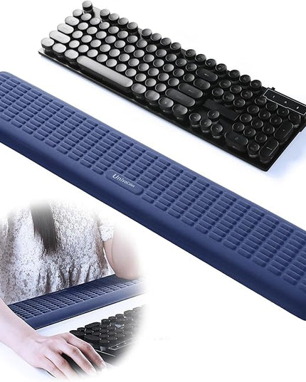 UnivoColors PostureUp L-Shaped Desk Long Wrist Rest Elbow, Non-Slip, Memory Foam, Desk Edge Support, Ergonomic Design for Long-Hour Work (23.6 * 3.9 inch One-Piece Design,Navy)