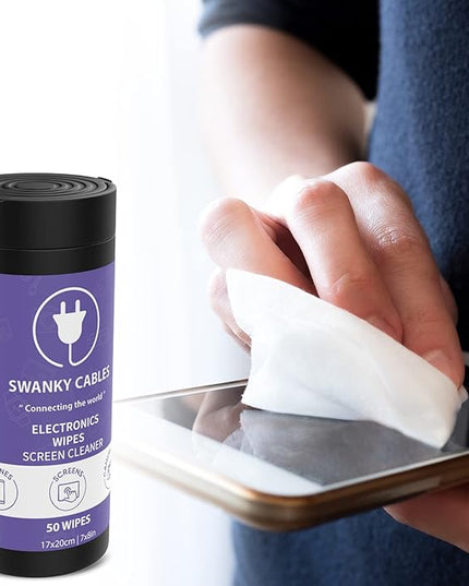 Screen Cleaner Wipes: Electronic Wipes for Screens - Computer Screen Wipes for Lens, Phone, Tv Screen and Monitor Cleaning - Tech Wipes & Microfiber Cloth (Canister, 100 Count)