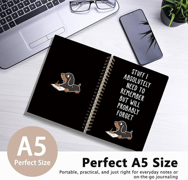 LIANGW Funny Dachshund Gifts for Women & Men, Dachshund Spiral Notebook Journal, Funny Weiner Dog Gifts, Sausage Doxie Dog Gift, 5.5x8.3 Inch