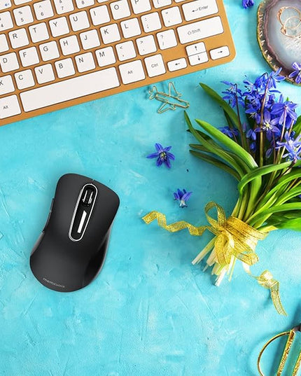 memzuoix 2.4G Wireless Mouse, 1400 DPI Computer Mouse with USB Receiver, Portable Wireless USB Mice Battery Powered Cordless Mice for Laptop, PC, Desktop, 5 Buttons (Black)