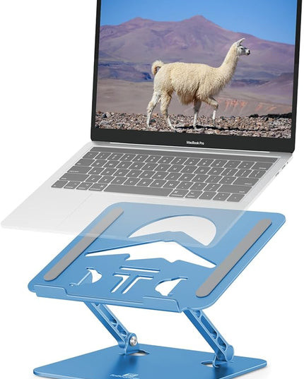 Laptop Stand, Ergonomic Adjustable Computer Stand for Collaborative Work, Foldable and Portable Heat Sink Computer Stands, Fits up to 15.6-inch Laptops (Dark Blue)