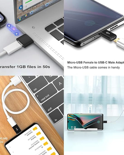 USB C Adapters 4 Pack, USB C to USB 3.0 OTG Adapter, Micro USB to USB C Adapter Compatible with MacBook Pro, Samsung Galaxy, Smartphones, Laptop, PC, in Car and More