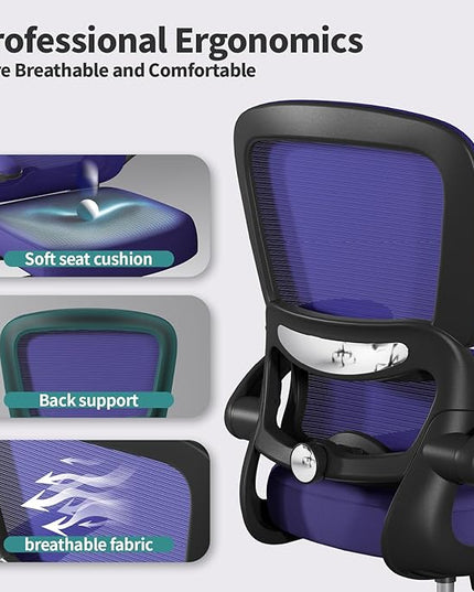 Office Chair - Ergonomic Desk Chair with Adjustable Lumbar Support, Mesh Computer Chair, Executive Chair for Home Office Comfortable Lumbar Support (Violet)