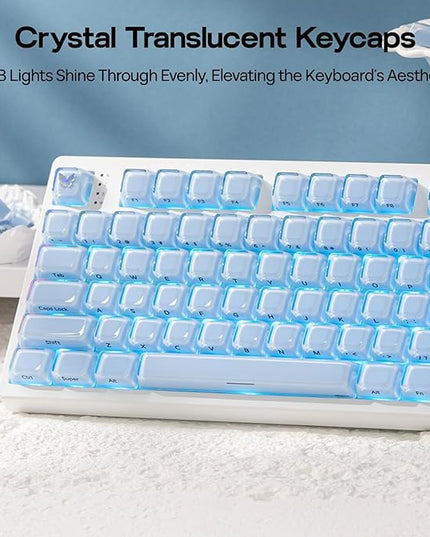 EPOMAKER Lusterfly Jelly Keycaps Set - 123 Keys Double-Shot Laser Engraved, MDA Profile, ABS+PC, Non-Shine-Through, MX-Compatible for 61/68/84/87/98/100/104-Key Mechanical Keyboard (Blue)