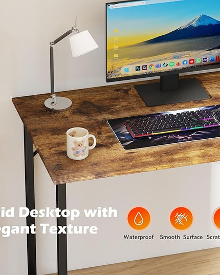 PayLessHere | 47 Inch Computer Desk | Vintage | Office Desk with Metal Frame, Adjustable Feet | Water-Resistant, Scratchproof Surface | Sturdy Writing Table for Home Office or Study | Pack of 1