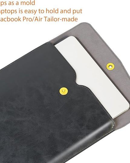 Genuine Leather Laptop Sleeve Compatible with 13 Inch MacBook Air M4 M3 M2 M1＆MacBook Pro M2 2022 M1 2020-2016,Laptop Cover for 13-13.3 Inch Notebook,Black