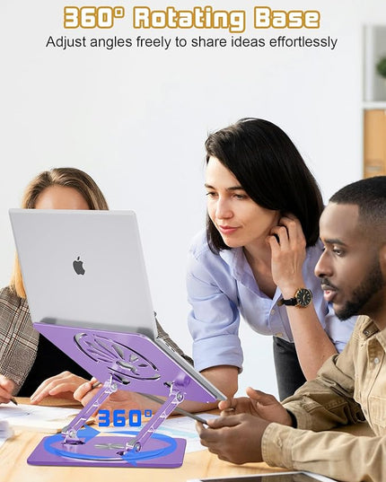 Adjustable Laptop Stand for Desk-360° Rotating Foldable Laptop Holder Ergonomic Laptop Riser for MacBook Pro/Air Dell HP Lenovo Notebook up to 16",Purple
