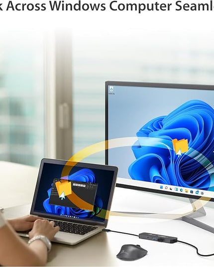 j5create Screen/Mouse/Keyboard/File Sharing Hub - Wormhole Switch Display KVM Sharing - PC to PC USB 3.1, Compatible with Windows 11, 10 (JCH462)