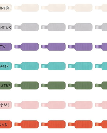 Trilancer Cable Cord Labels Large Size, for Organizing Wires and Identification, Multicolored Handwriting Cable Tags, Reusable with Multiple Uses - 35 PCS
