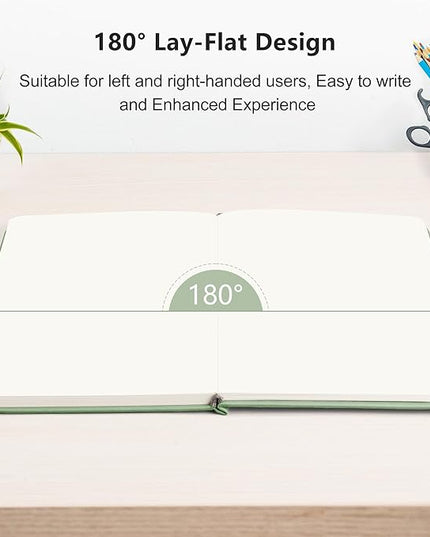 RETTACY Blank Journal Notebook, 192 Pages, A5 Medium Size (5.7'' x 8.3''), Leather Hardcover, 100 GSM Thick Paper, for Sketching, Drawing, Painting (Light Green)
