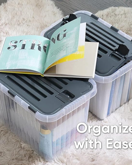 Superio 26 L Deep Storage Container with Hinged Lid 27.5 Quart (6 Pack)