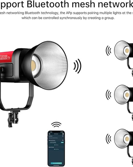 GVM Great Video Maker 200W Video Light Kit, LED Video Light Studio, Bluetooth Mesh Network/DMX Control, 45400lux/1m Continuous Lighting, 12 Lighting Effects, 2700K-6800K