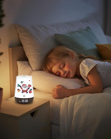 Dreamegg Nite 1 - Baby Sound Machine, Sleep Trainer, Night Light for Kids, Ok to Wake Alarm Clock, 34 Soothing Sounds, App Control, White Noise Sound Machine for Baby Kids Toddler Nursery(Cozy Xmas)