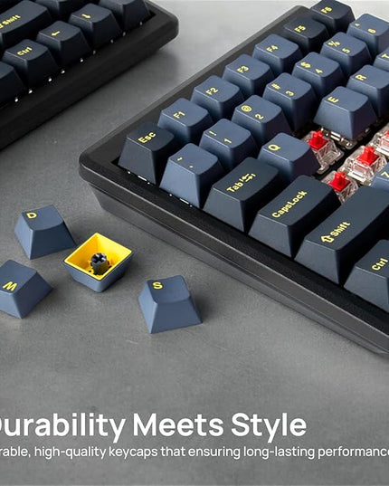 BAROCCOMiSTEL MD770 RGB BT5.0 Glaze Blue TKL Ergonomic Mechanical Keyboard, 75% Split Layout, Cherry MX, PBT DoubleShot Keycap, Mac/Windows OS Compatible (Cherry Silent Red)