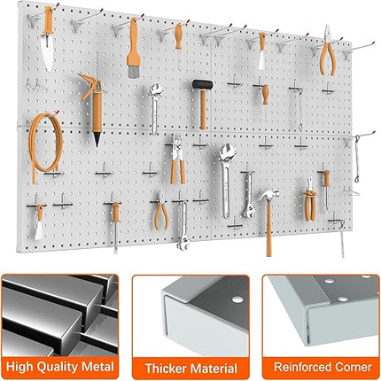 TORACK 4 PCS Metal 12 x 24 in Pegboard Panels, Garage Tools Organizer Pegboards for Workbench, Modular Peg Board, Tool Organizer Board Kit(Pack of 4, Grey)