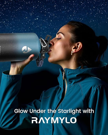 128oz Insulated Water Bottle, Triple Wall Vacuum Stainless Steel Water Bottles - Keeps Cold 48H, Reusable One Gallon Jug for Gym, Sports, Camping, Hiking,Travel, Starry Sky-Indigo/Black