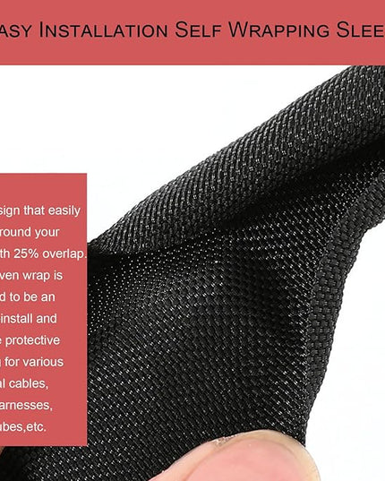 Braided Split Wire Loom Black Wire Cover Protective Harness Tubing Cable Management Self Wrap Cord Sleeve Mesh Woven 1"-24ft