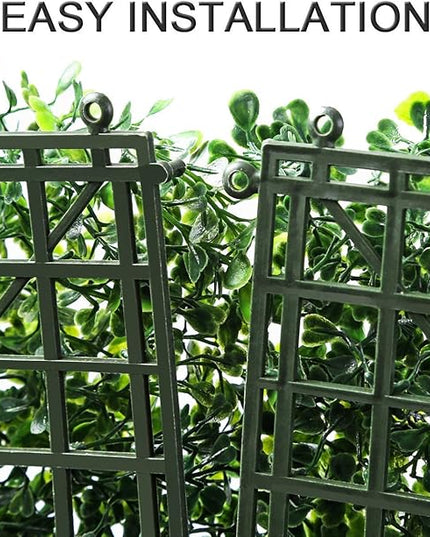 Sunnyglade 12 Pieces 10“x10“ Artificial Boxwood Panels Topiary Hedge Plant, Privacy Hedge Screen Sun Protected Suitable for Outdoor, Indoor, Garden, Fence, Backyard and Decor (10in x 10in)