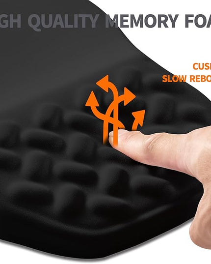 Ergonomic Slope Mouse Pad Wrist Support, Wrist Rest Mousepad for Carpal Tunnel Pain Relief with Massage Bulge and Slow Rebound Memory Foam (12x8 inch, Black)