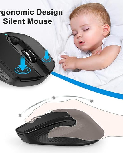 RaceGT USB C Wireless Mouse, Type C Silent Mouse for MacBook Air/Pro, 2.4G Cordless Computer Mice with 6 Buttons and 3 Adjustable DPI for Mac, Laptop, Desktop, PC